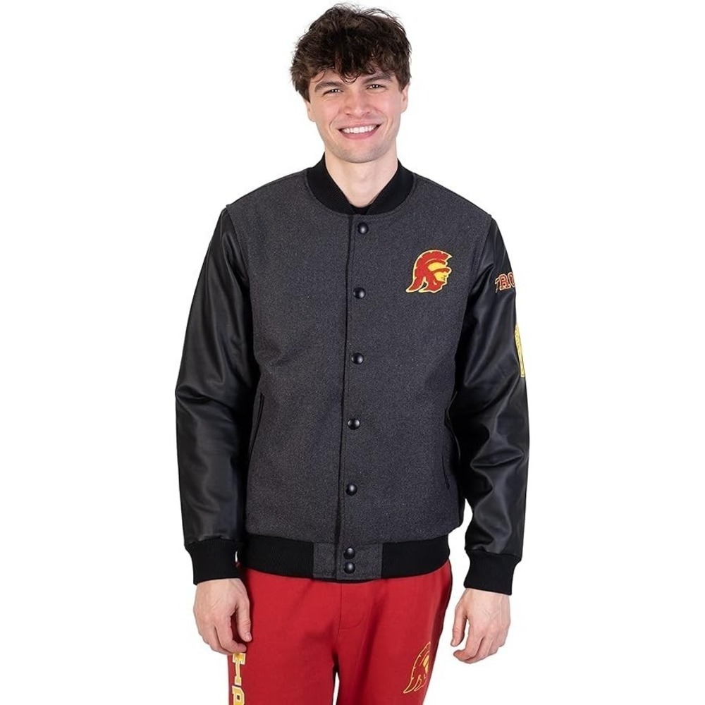 USC Trojans Varsity Men's XXL Jacket Ultra Game Black Gray Wool Coat NCAA NEW